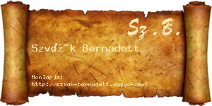 Szvák Bernadett névjegykártya